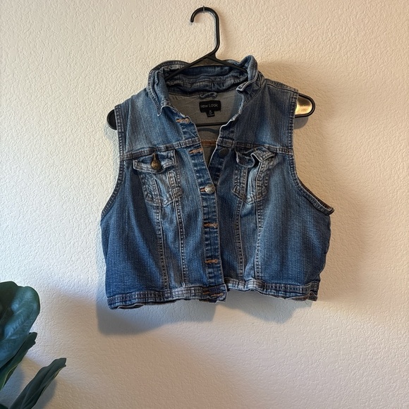 New Look cropped Blue Denim Vest 1X - Picture 1 of 5